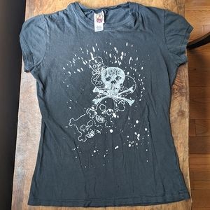 Vintage Posh Skulls Black Tee Shirt Size Medium